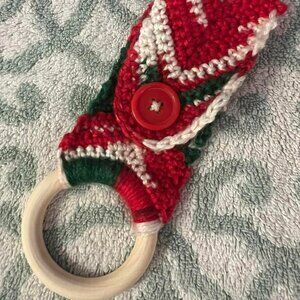 🐻New Single Ring w/Button Christmas Kitchen Towel Holder - Handmade